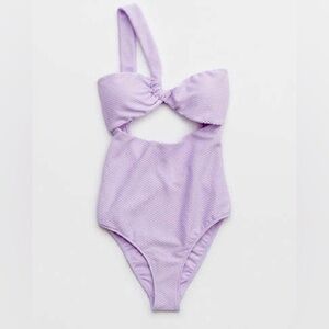 Aerie Jacquard One Shoulder Swimsuit